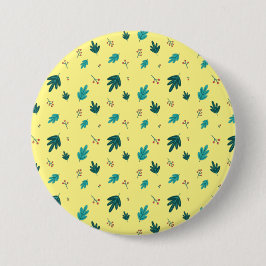 Evergreen Tree Leaves en Red Holly Berries Ronde Button 7,6 Cm