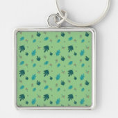 Evergreen Tree Leaves en Red Holly Berries Sleutelhanger (Voorkant)