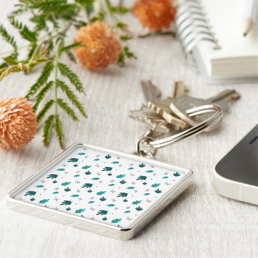 Evergreen Tree Leaves en Red Holly Berries Sleutelhanger (Zijkant)