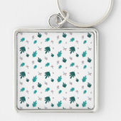 Evergreen Tree Leaves en Red Holly Berries Sleutelhanger (Voorkant)