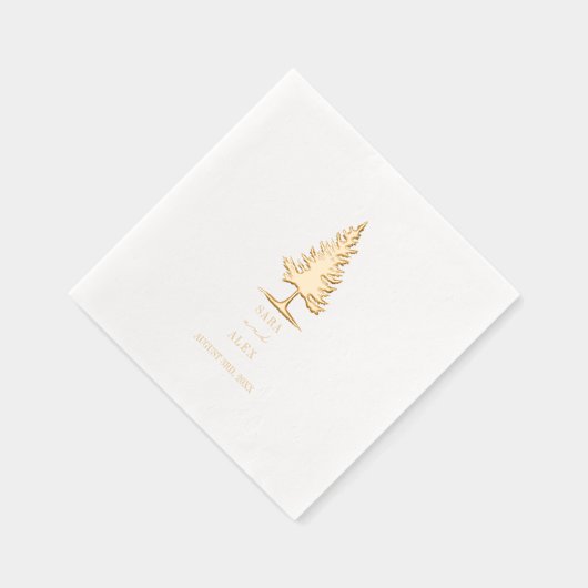 Evergreen Tree Rustic Wedding Folie Servetten (Rechts)