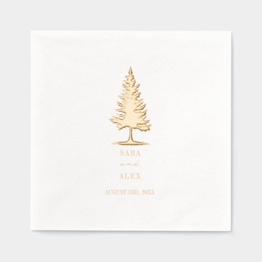 Evergreen Tree Rustic Wedding Folie Servetten (Voorkant)