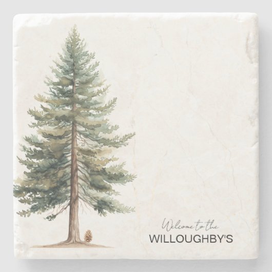 Evergreen Tree Stone Onderzetter (Voorkant)