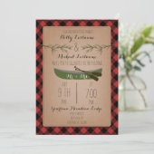 Evergreen Trees + Canoe Play Wedding Kaart (Staand voorkant)