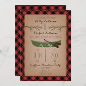Evergreen Trees + Canoe Play Wedding Kaart (Voorkant / Achterkant)
