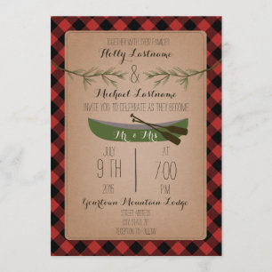 Evergreen Trees + Canoe Play Wedding Kaart