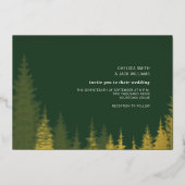 Evergreen Trees Golden Rustic Wedding Folie Uitnodiging (Voorkant)