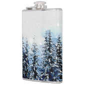 Evergreen Trees met sneeuwvinylomhulling Heupfles (Links)