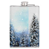 Evergreen Trees met sneeuwvinylomhulling Heupfles (Achterkant)