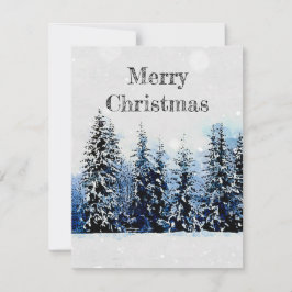 Evergreen Trees met Snow Flat Note-kerstkaart Notitiekaartje