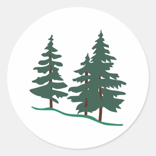 Evergreen Trees Ronde Sticker (Voorkant)