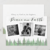 Evergreen Trees Vrede op Aarde 3 foto Kerstmis Feestdagenkaart (Voorkant / Achterkant)