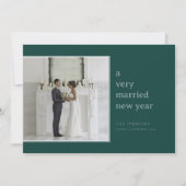 Evergreen trouwt Nieuwjaar | Elegante bruiloft Feestdagenkaart (Voorkant)