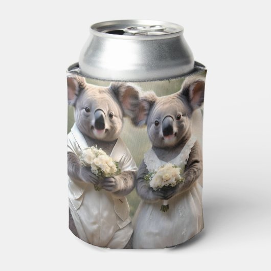 Evergreen Vows: Een Koala-bruiloft in het wit Blikjeskoeler (Blikje Voorkant)