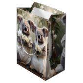 Evergreen Vows: Een Koala-bruiloft in het wit Medium Cadeauzakje (Achterkant Gekanteld)