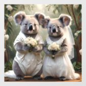 Evergreen Vows: Een Koala-bruiloft in het wit Raamsticker (Vel)