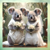 Evergreen Vows: Een Koala-bruiloft in het wit Raamsticker (Vel 3)
