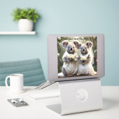 Evergreen Vows: Een Koala-bruiloft in het wit Sticker (Laptop op bureau)