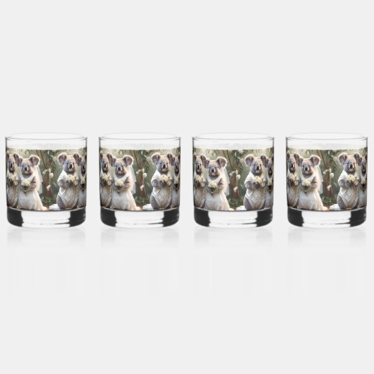 Evergreen Vows: Een Koala-bruiloft in het wit Whisky Glas (Achterkant)