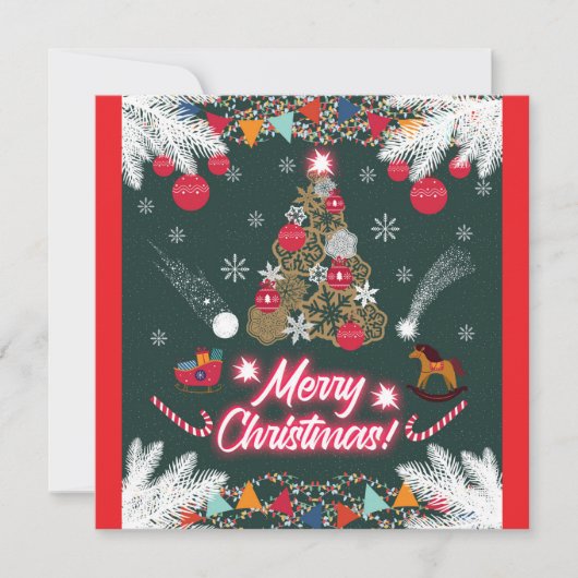 Evergreen vreugde van de kerst bedankkaart (Voorkant)