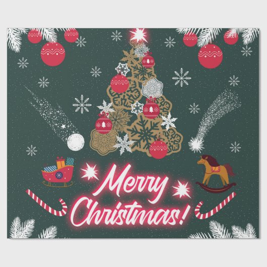 Evergreen vreugde van de kerst cadeaupapier (Vlak)