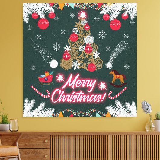 Evergreen vreugde van de kerst canvas afdruk (Insitu (Woonkamer))