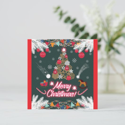 Evergreen vreugde van de kerst feestdagenkaart (Staand voorkant)