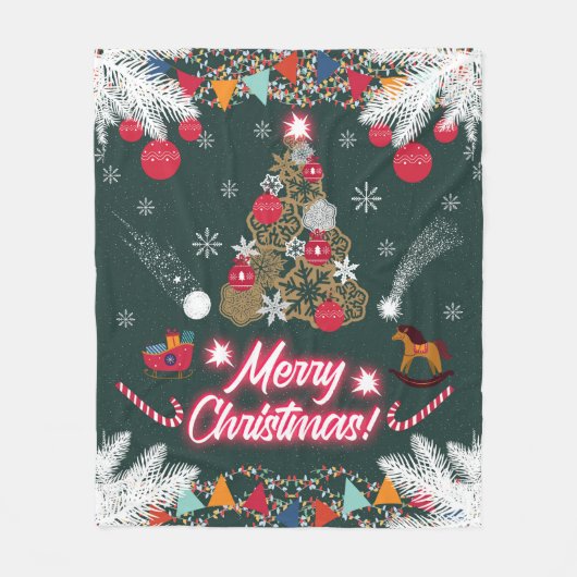 Evergreen vreugde van de kerst fleece deken (Voorkant)