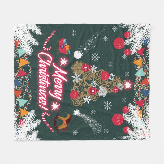 Evergreen vreugde van de kerst fleece deken (Voorkant (Horizontaal))