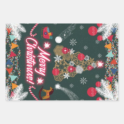 Evergreen vreugde van de kerst inpakpapier vel (Voorkant 2)