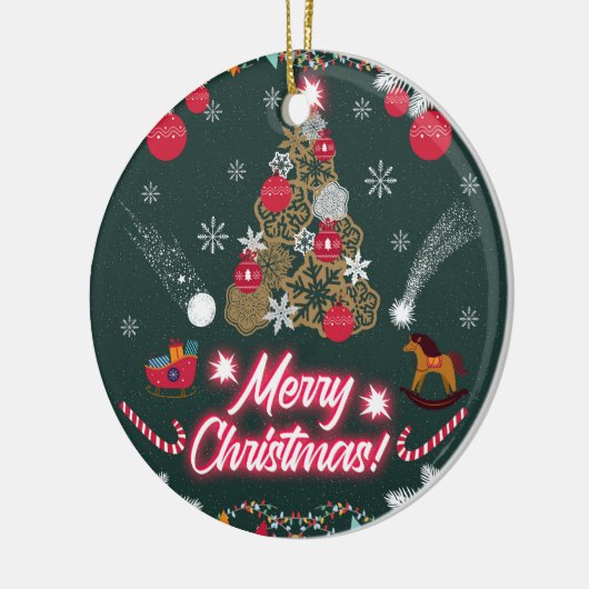 Evergreen vreugde van de kerst keramisch ornament (Links)