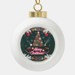 Evergreen vreugde van de kerst keramische bal ornament