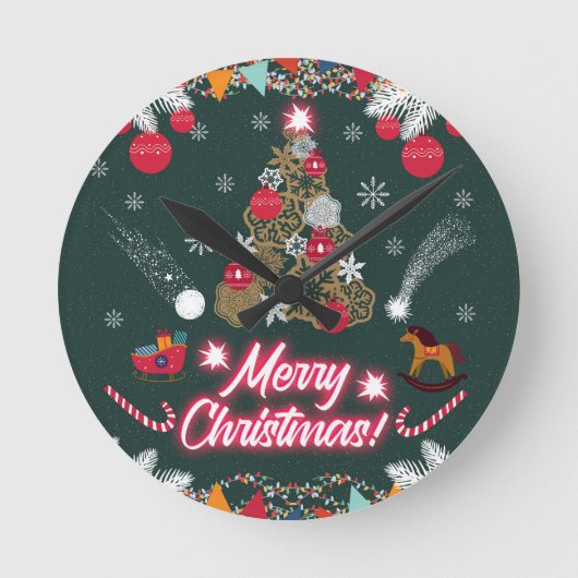Evergreen vreugde van de kerst ronde klok (Voorkant)