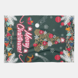 Evergreen vreugde van de kerst theedoek