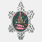 Evergreen vreugde van de kerst tin sneeuwvlok ornament (Rechts)