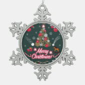 Evergreen vreugde van de kerst tin sneeuwvlok ornament (Voorkant)
