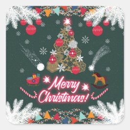 Evergreen vreugde van de kerst vierkante sticker