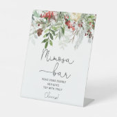 Evergreen vrijgezellenfeest mimosa bar reclamebord met voetstuk (Voorkant)