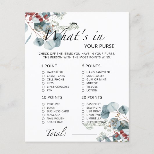 Evergreen Wat zit er in je paarse baby shower game (Voorkant)