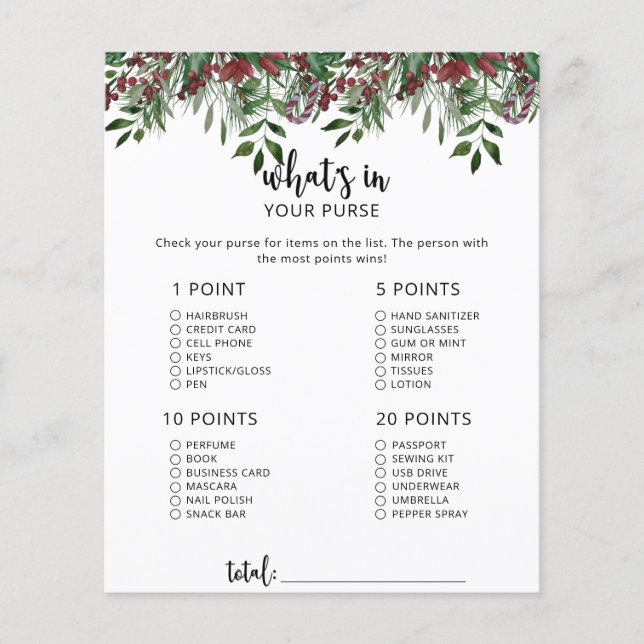 Evergreen Wat zit er in je tas spel (Voorkant)