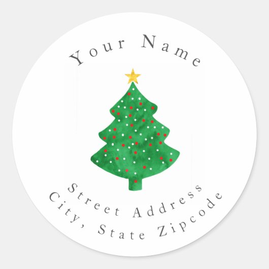 Evergreen Waterverf Kerstboom Labels (Voorkant)