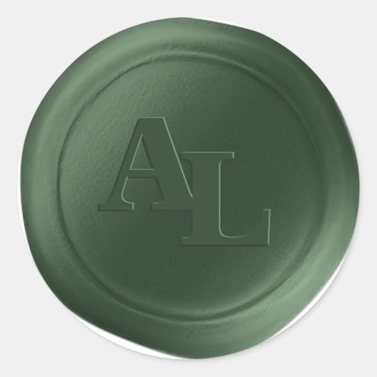 Evergreen Wax Seal Monogram Trouwstickers Ronde Sticker (Voorkant)