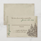  Evergreen Wedding-kaart met rugdekking RSVP Kaartje (Voorkant / Achterkant)