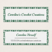 Evergreen White Crochet Lace Pattern Visitekaartje (Voorkant /achterkant)