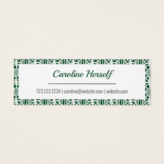 Evergreen White Crochet Lace Pattern Visitekaartje (Achterkant)