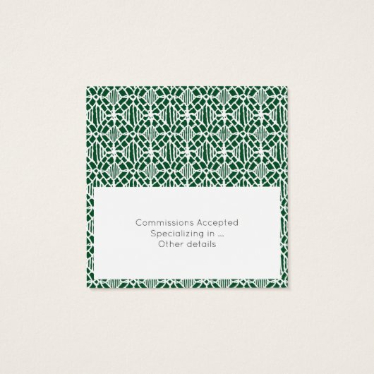 Evergreen White Crochet Lace Pattern Visitekaartje (Achterkant)