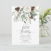 Evergreen winter 60e verjaardag viering kaart (Staand voorkant)
