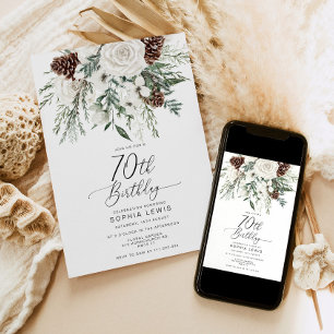 Evergreen Winter 70ste Verjaardag Kaart