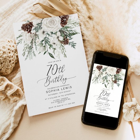 Evergreen Winter 70ste Verjaardag Kaart
