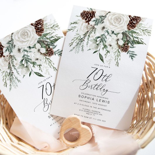 Evergreen Winter 70ste Verjaardag Kaart